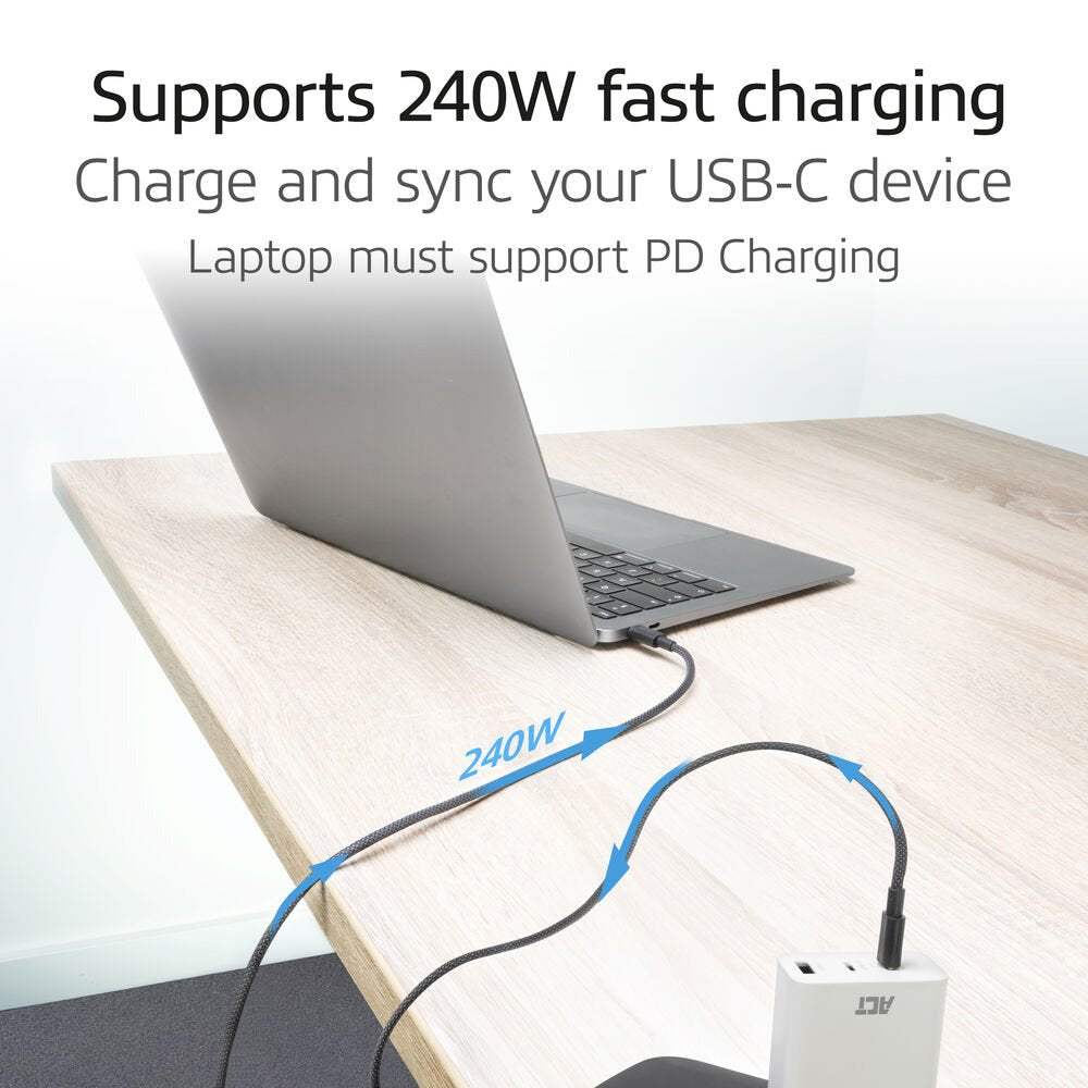 ACT AC3086 | USB 2.0 Kabel | USB-C naar USB-C | 240W | 480Mbps | Zwart | 1 Meter - Matmuis - Matmuis