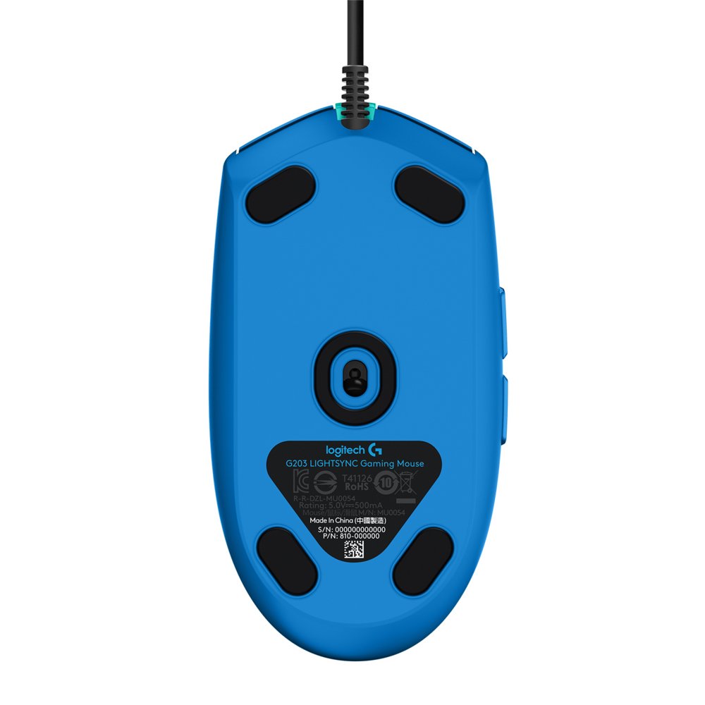 Logitech G203 | Gaming Muis | Rechtshandig | USB-A | 8.000 DPI | Blauw - Matmuis