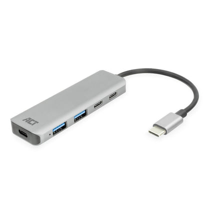 ACT AC7072 USB-C Hub 3.0 | 2x USB-A & 2x USB-C Poorten | 5 Gbps | Aluminium Behuizing | 12 cm Kabel - Matmuis - Matmuis
