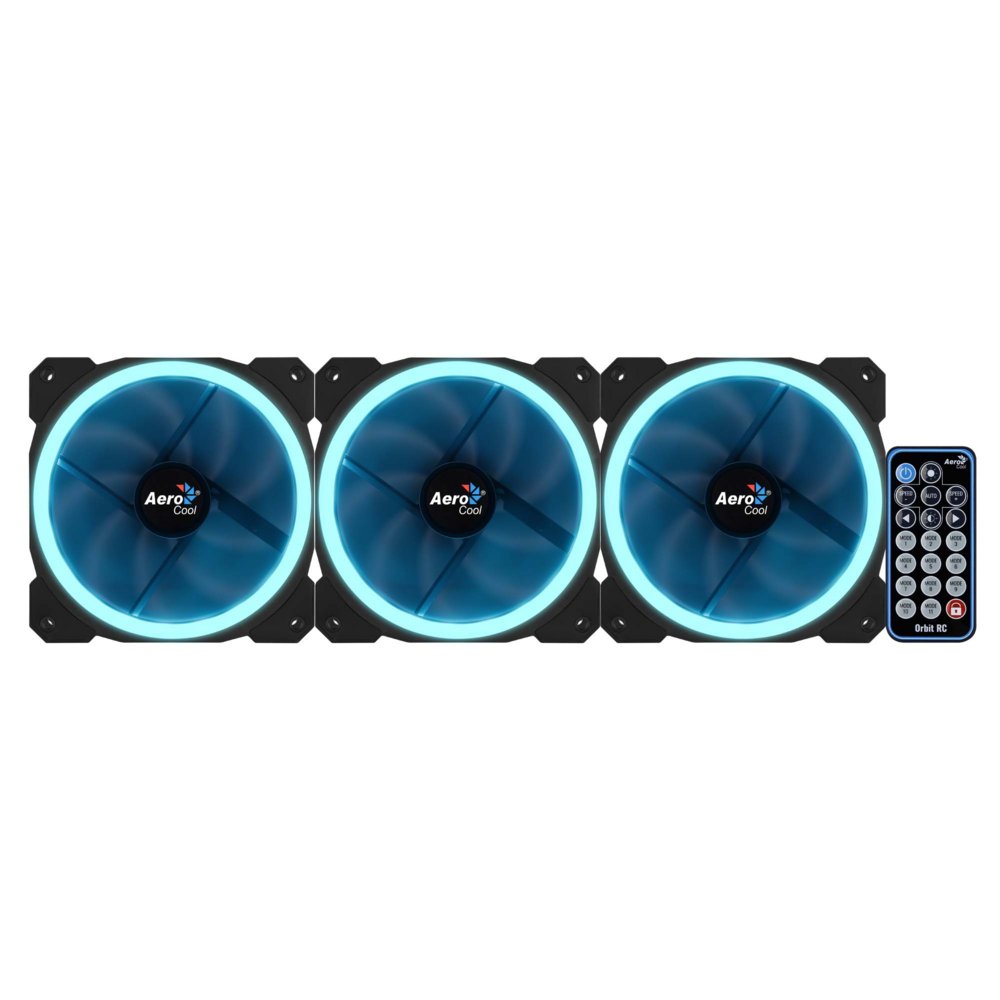 Aerocool Orbit RC ARGB 3 Pack | 120mm Case Fans met Remote Control - Matmuis