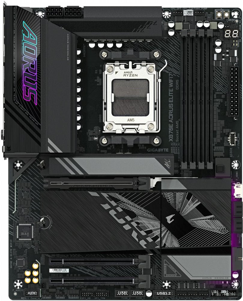 Gigabyte X870E AORUS ELITE WIFI7 | AMD X870E Moederbord | AM5 | ATX | WiFi 7 - Matmuis