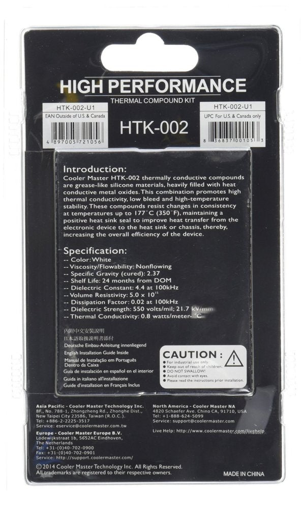 Cooler Master HTK-002 Koelpasta | 4,5 W/m·K | 4,6 g - Matmuis - Matmuis