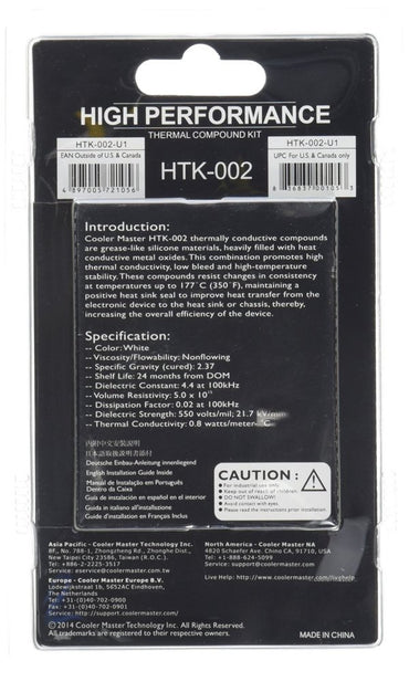 Cooler Master HTK-002 Koelpasta | 4,5 W/m·K | 4,6 g - Matmuis - Matmuis