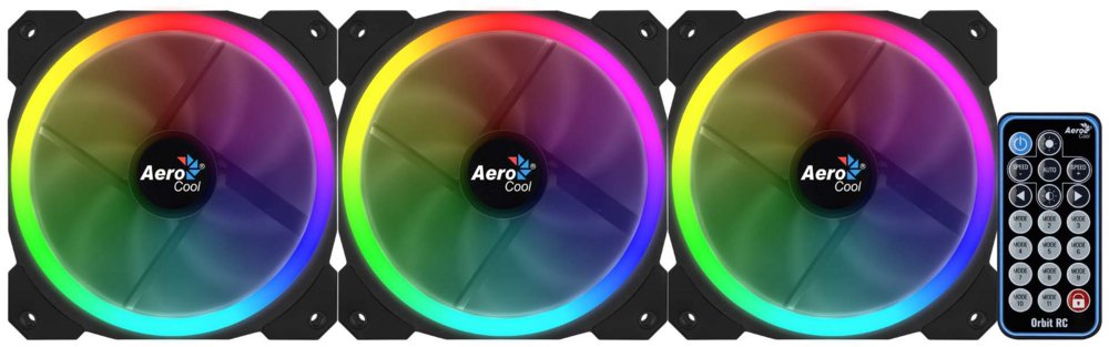 Aerocool Orbit RC ARGB 3 Pack | 120mm Case Fans met Remote Control - Matmuis