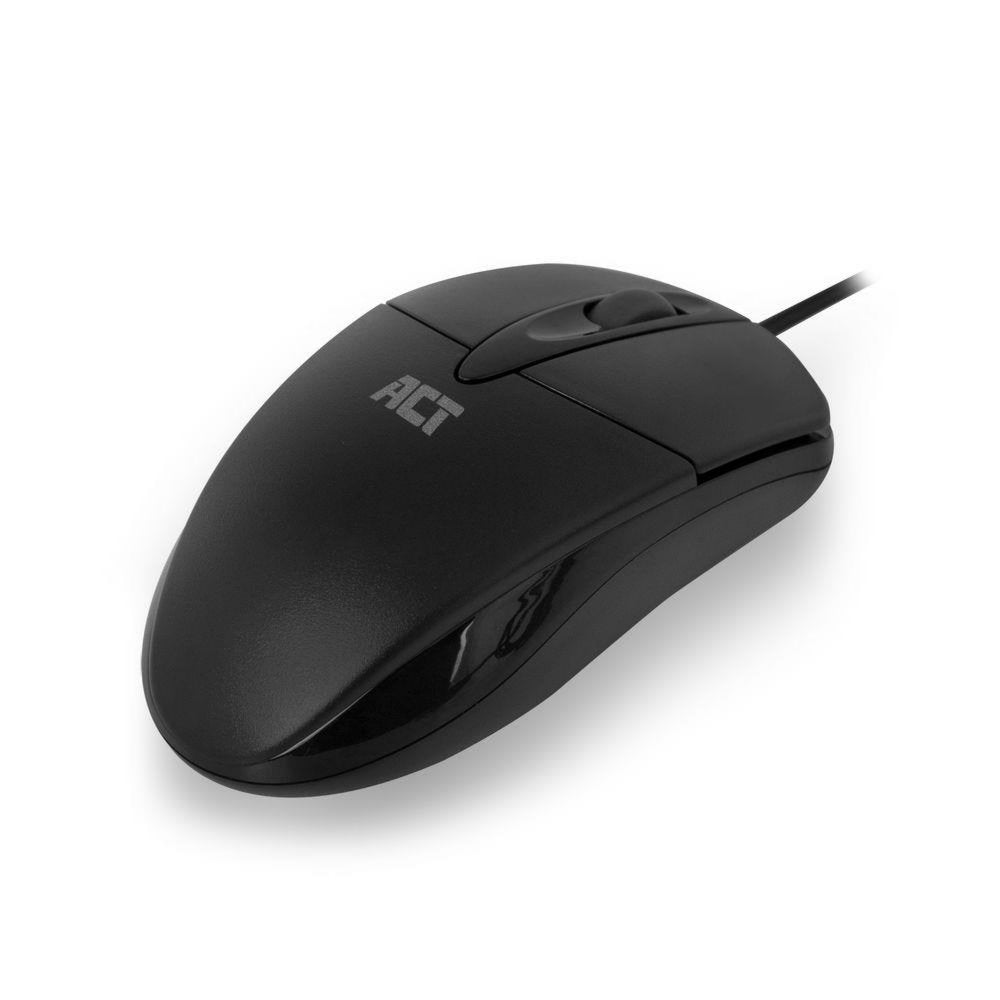 ACT AC5005 | Bedrade Muis | Links- en Rechtshandig | USB-A | 1000 DPI | Zwart - Matmuis - Matmuis