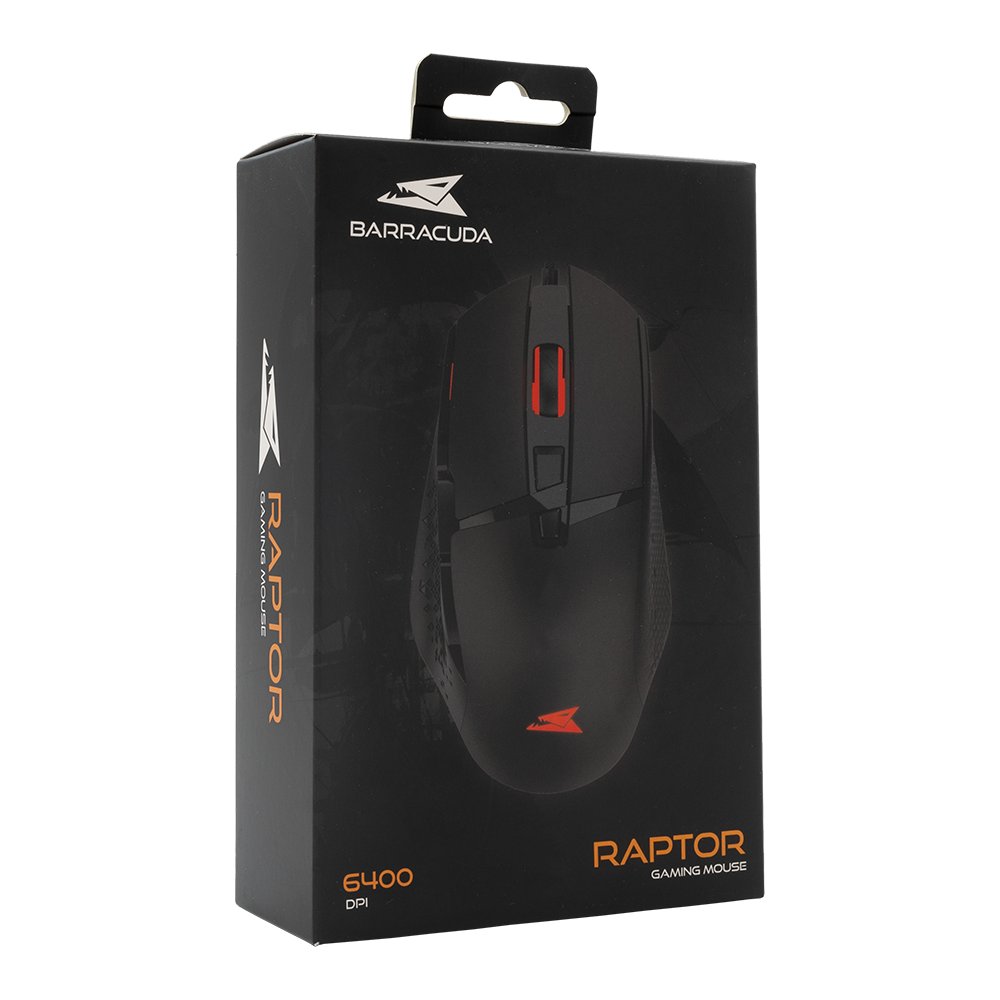 Baracuda RAPTOR RGB | Bedrade Gaming Muis | USB-A | 6400 DPI | Zwart - Matmuis