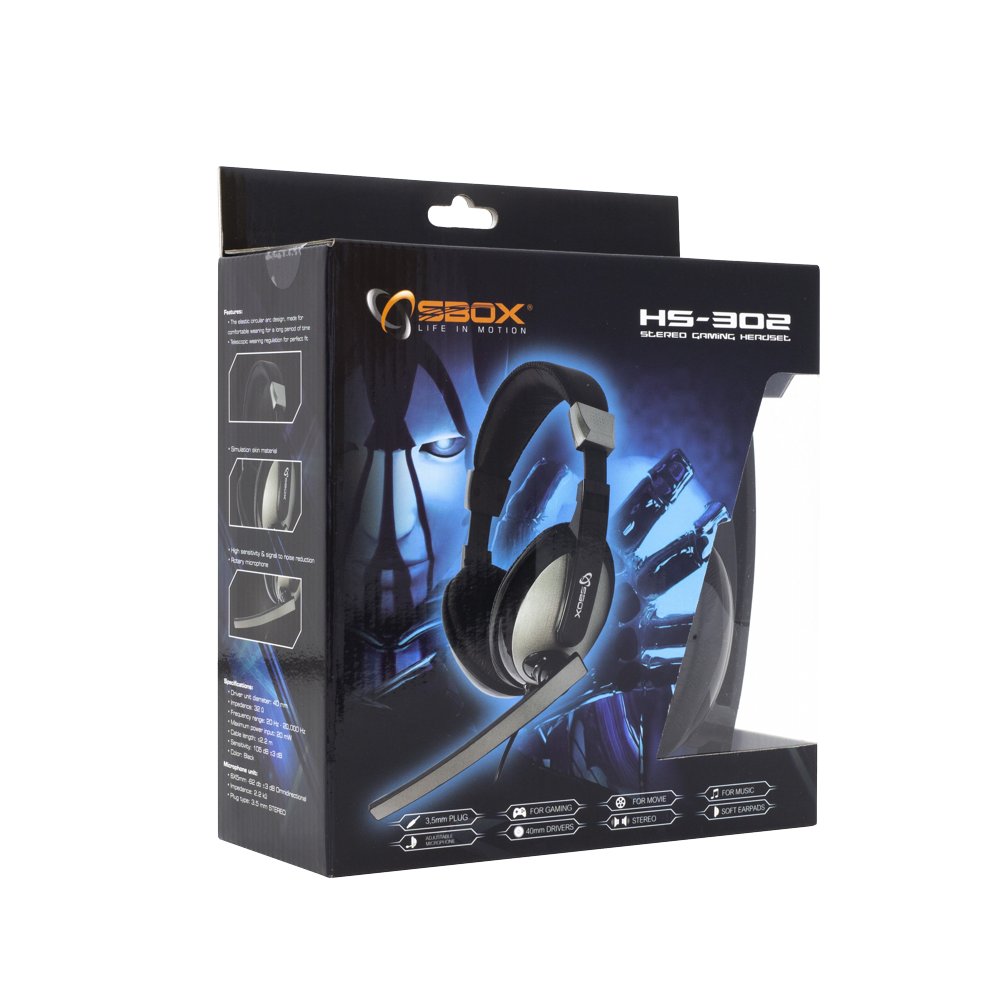 SBOX HS-302 | On-Ear Gaming Headset 3,5mm Connector | Zwart/Grijs - Matmuis - Matmuis