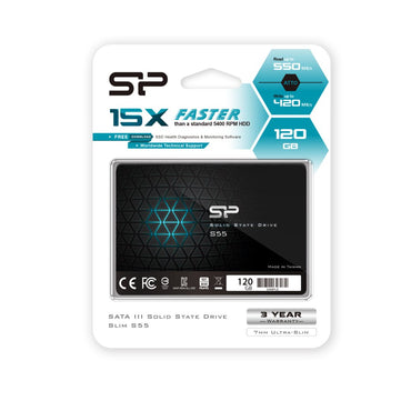 Silicon Power Slim S55 | 120 GB SATA SSD | 2,5″ | tot 520 MB/s Lezen - Matmuis