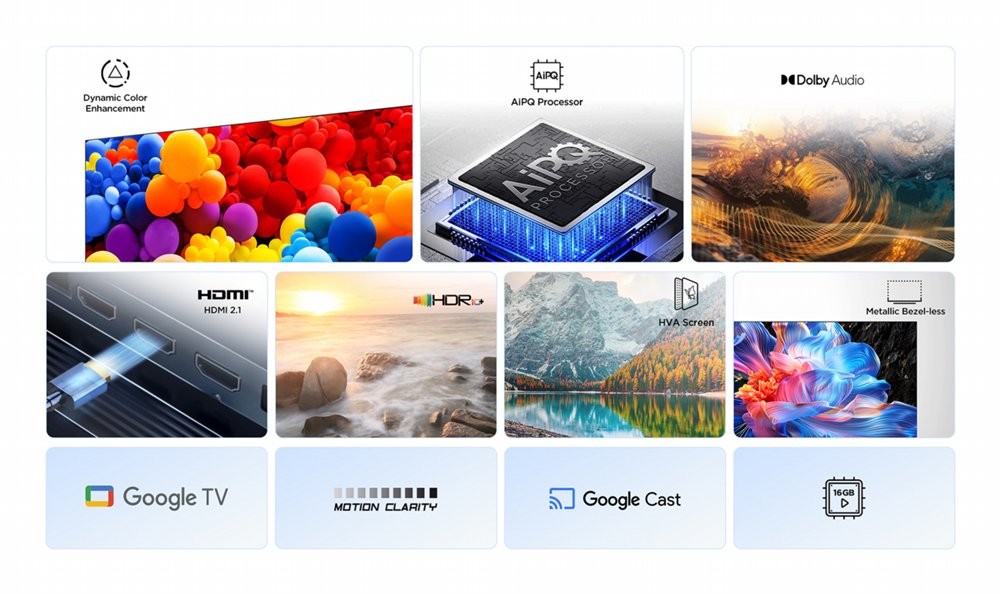 TCL 43P69K 43" | 4K UHD Smart TV | Google TV | Dolby Vision | Zwart