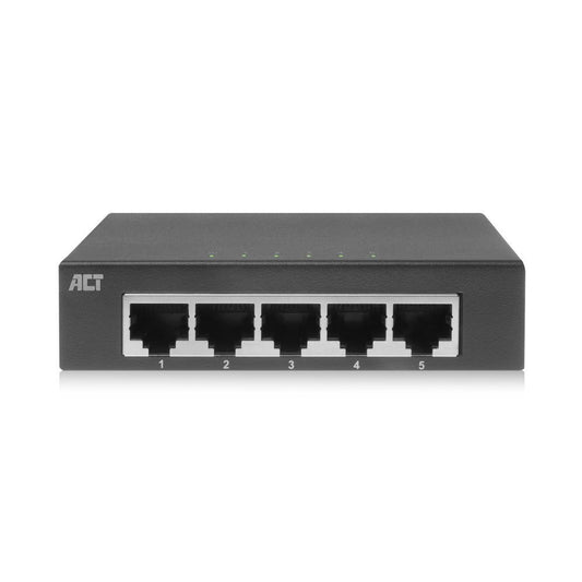 ACT AC4415 | Unmanaged Switch | 5 Poorten | Gigabit Ethernet | Grijs - Matmuis