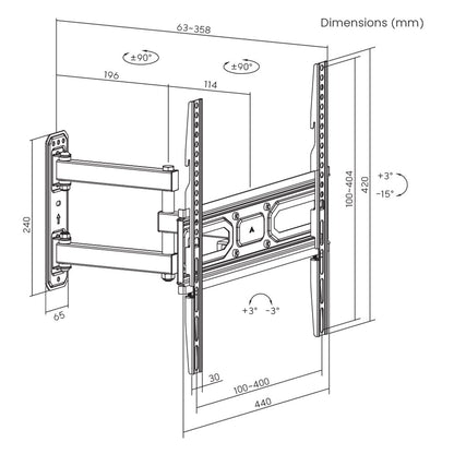 SBOX PLB-3644-2 | TV-beugel | 32-55" | Max 35kg | VESA 400x400 - Matmuis