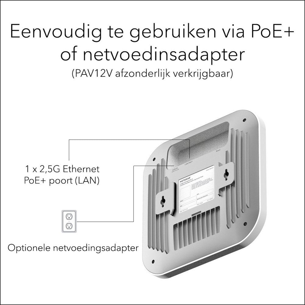 Netgear Insight WAX210 | WiFi 6 Access Point (AX1800) | 1800 Mbit/s | PoE (802.3at) | Inclusief Montagebeugel - Matmuis