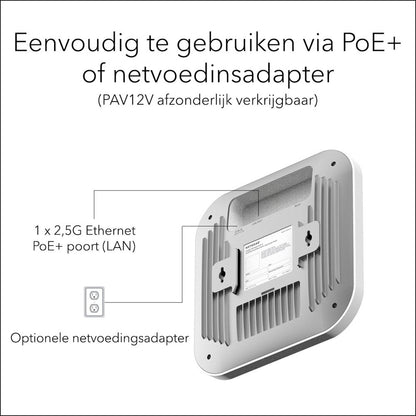 Netgear Insight WAX210 | WiFi 6 Access Point (AX1800) | 1800 Mbit/s | PoE (802.3at) | Inclusief Montagebeugel - Matmuis