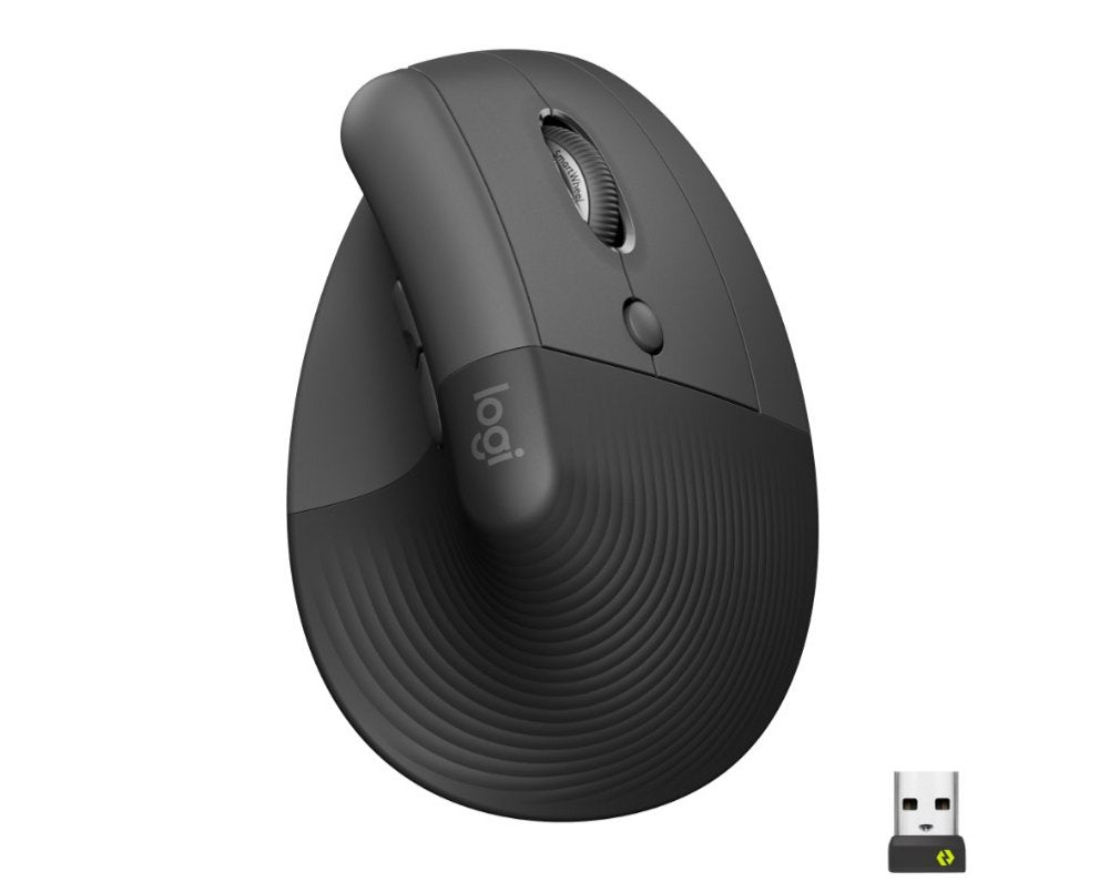 Logitech Lift | Ergonomische Draadloze Muis | Rechtshandig | RF + Bluetooth | 4000 DPI | Grafiet - Matmuis - Matmuis