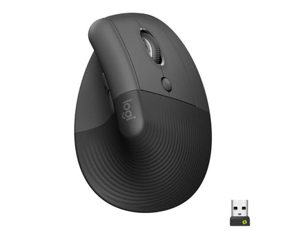 Logitech Lift | Ergonomische Draadloze Muis | Rechtshandig | RF + Bluetooth | 4000 DPI | Grafiet - Matmuis - Matmuis