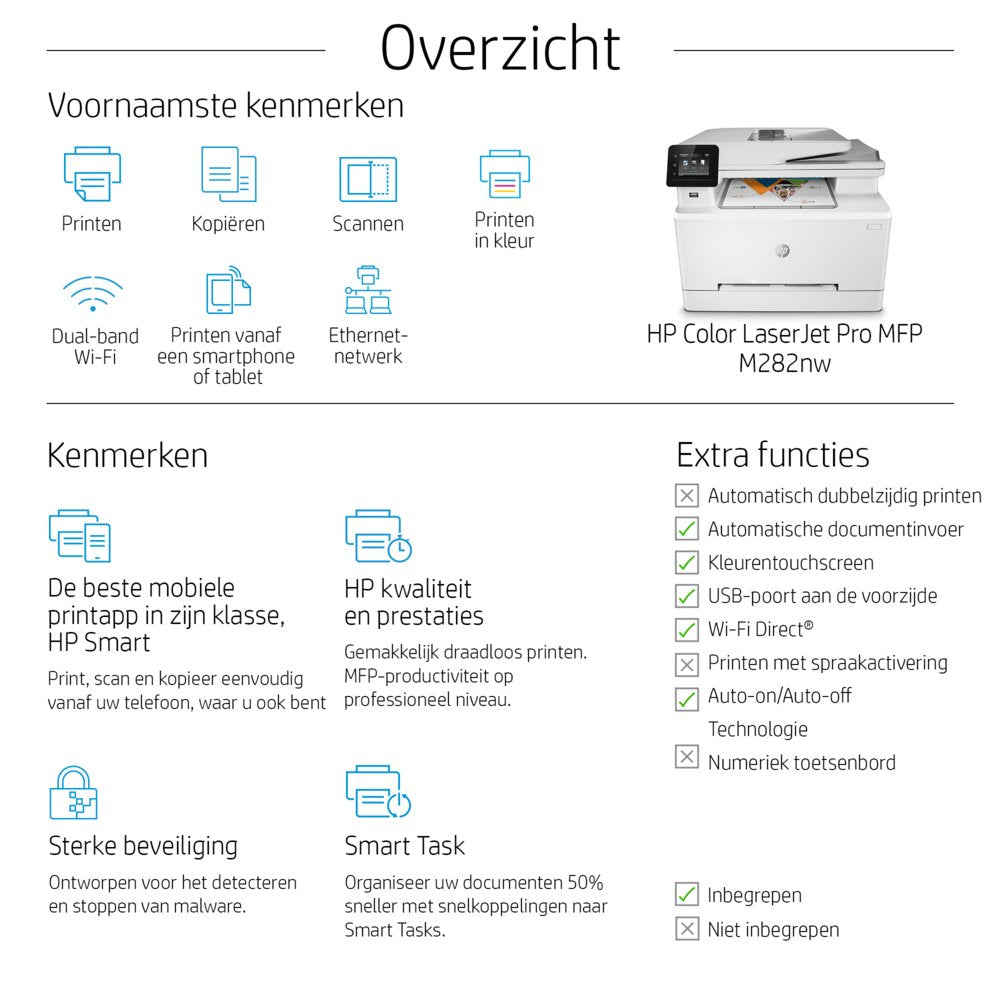 HP Color LaserJet Pro M282nw | All-in-One Laserprinter | A4 | 600 x 600 DPI | Wi-Fi | Kleur - Matmuis - Matmuis