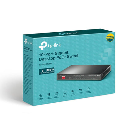 TP-Link TL-SG1210MP | Unmanaged Switch | 10 Poorten | Gigabit Ethernet (10/100/1000 Mbps) | 8x PoE+ | Desktop