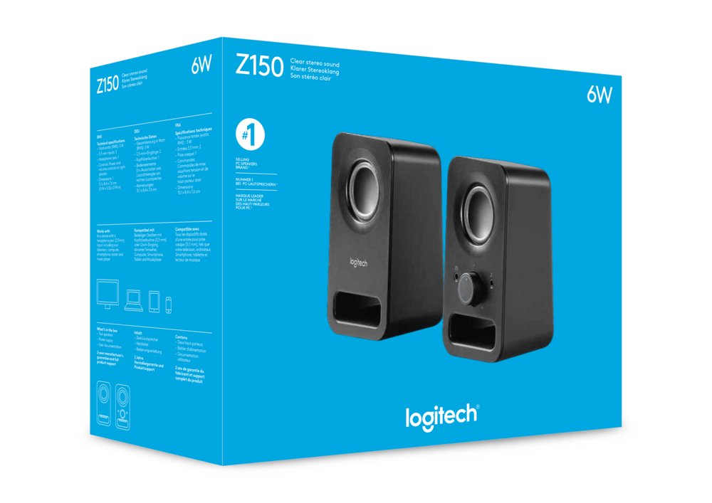 Logitech Z150 | 2.0 Luidsprekerset | 3W RMS | Helder Stereogeluid | Zwart - Matmuis - Matmuis