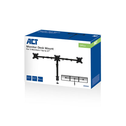 ACT AC8303 | Verstelbare Monitor-bureaubeugel | Tot 27" | Max 7kg | VESA 100x100 | 2 Monitoren - Matmuis - Matmuis