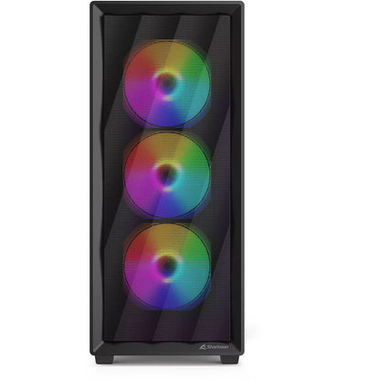 Sharkoon VK4 Rainbow | ATX Midi Tower | Tempered Glass | 4x 120 mm Rainbow LED | Zwart | Behuizing - Matmuis