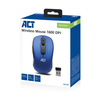ACT AC5140 | Draadloze Muis | Links- en Rechtshandig | RF | 1600 DPI | Blauw/Zwart - Matmuis - Matmuis