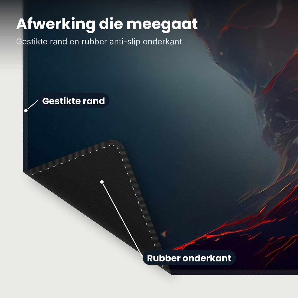 Close-up XXL muismat Space Planet Black Hole: gestikte rand en rubber anti-slip onderkant