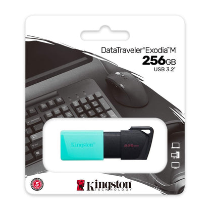 Kingston DataTraveler Exodia M | 256GB USB-A 3.2 Flash Drive | Zwart/Turkoois - Matmuis - Matmuis