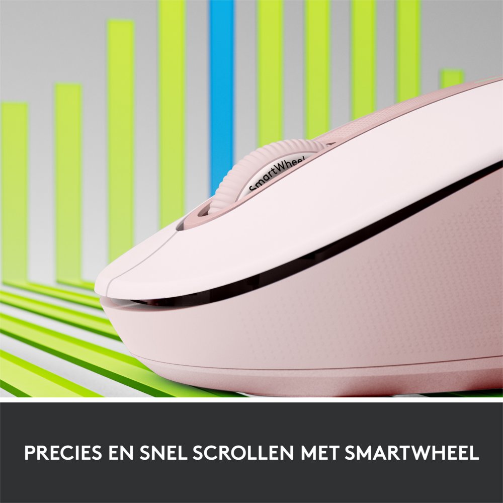 Logitech Signature M650 | Draadloze Muis | Rechtshandig | RF + Bluetooth | 2000 DPI | Roze - Matmuis - Matmuis