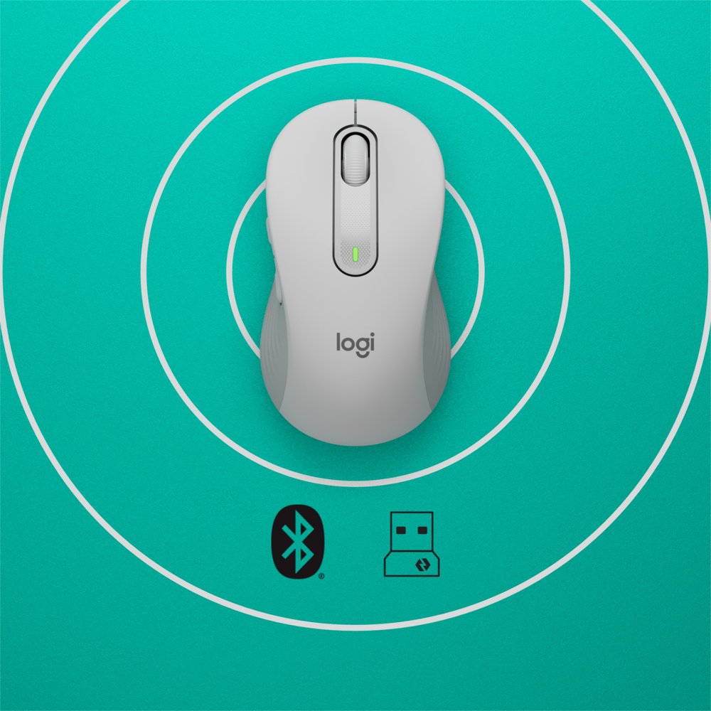 Logitech Signature M650 | Draadloze Muis | Rechtshandig | RF + Bluetooth | 2000 DPI | Wit - Matmuis - Matmuis