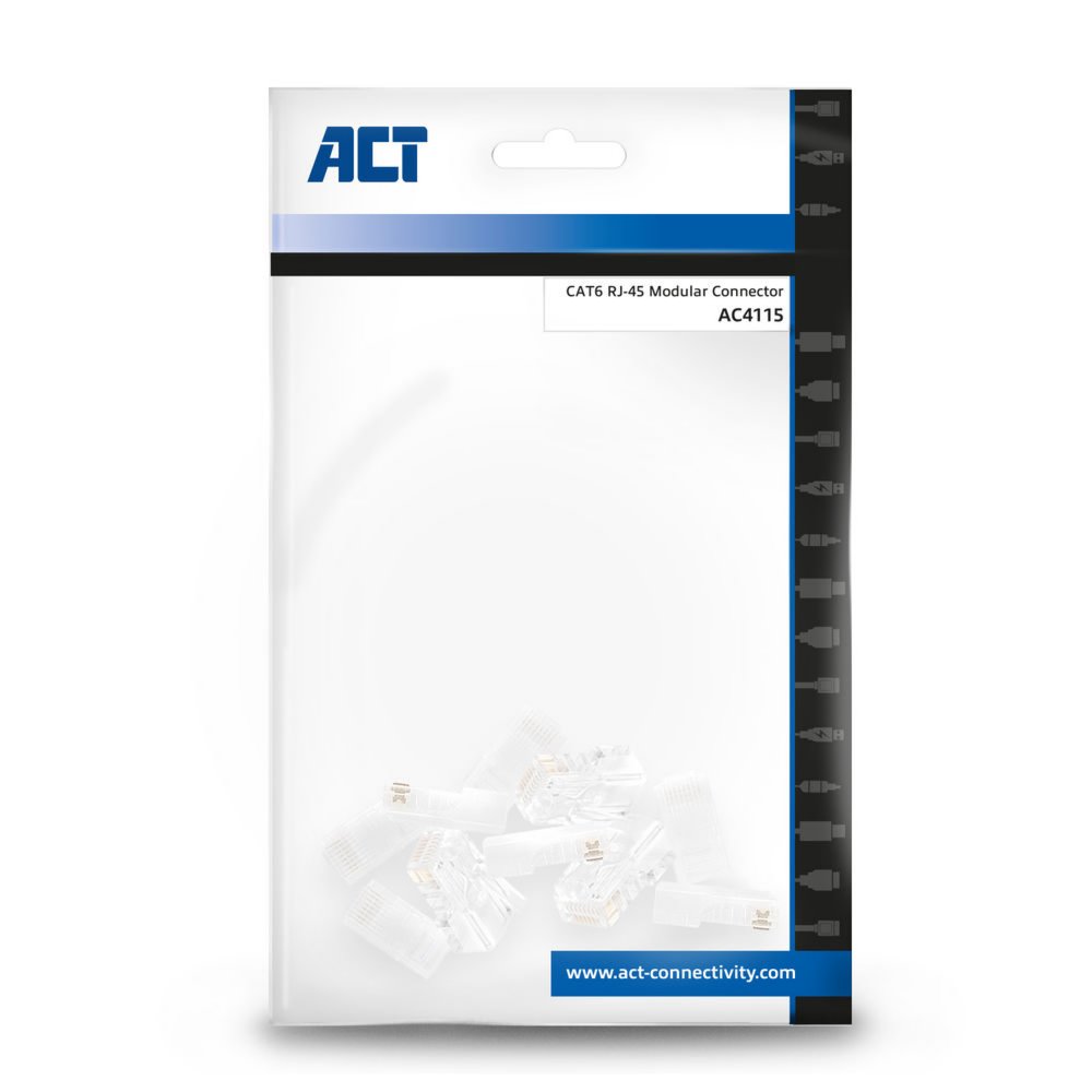 ACT AC4115 UTP Cat6 Modulaire Connector | RJ45 | Zip Bag Verpakking - Matmuis