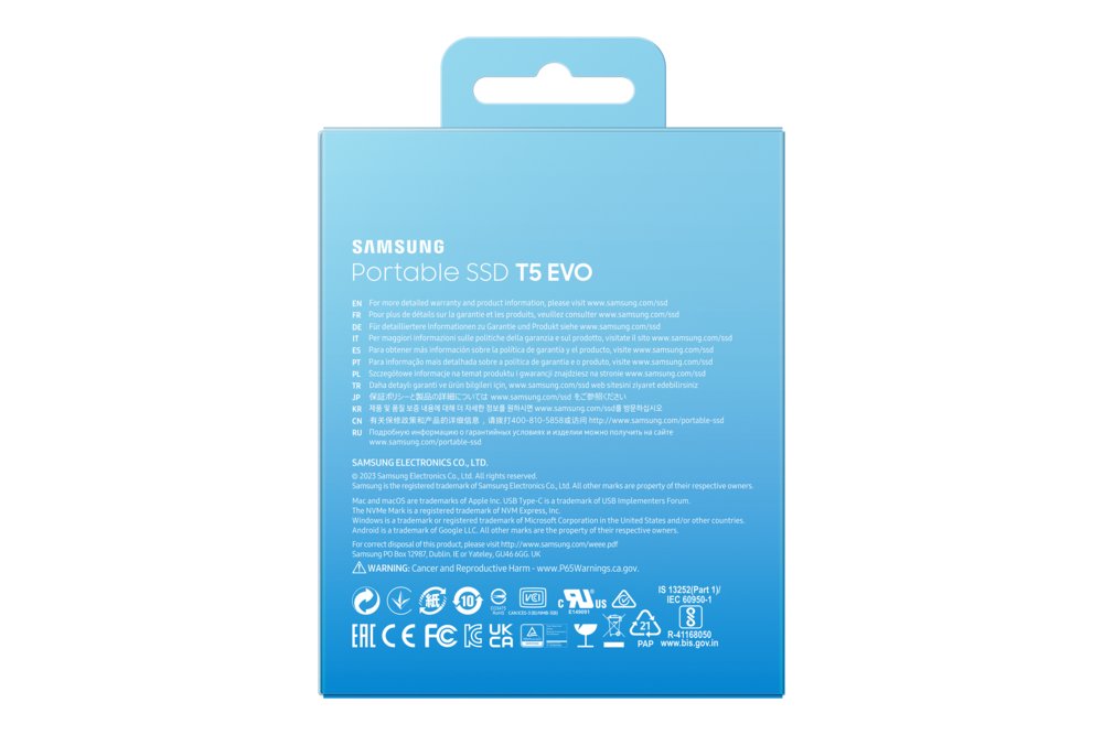 Samsung T5 EVO | Externe SSD | 2TB | USB 3.2 Gen 1 | 460MB/s | Zwart | Compact & Draagbaar - Matmuis - Matmuis