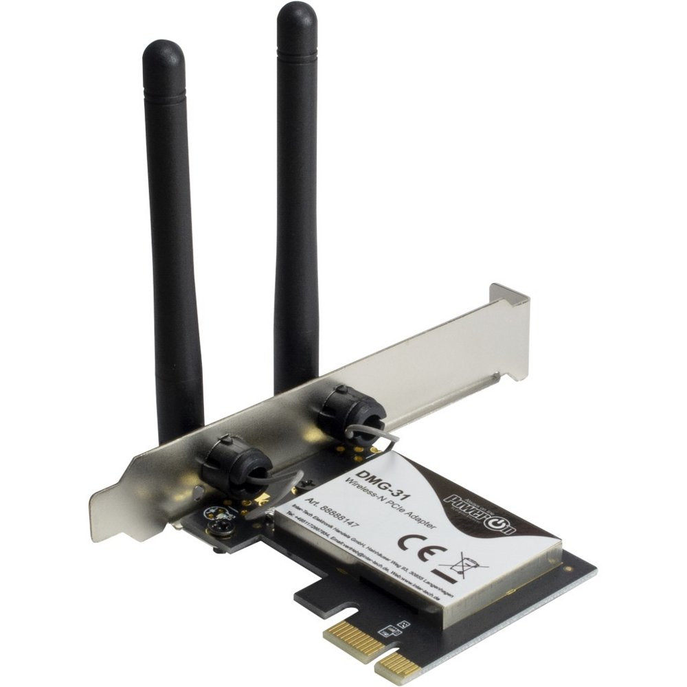 Inter-Tech DMG-31 | Interne WLAN-adapter | PCIe x1 | Wi-Fi 4 (802.11n) | 300 Mbps | 2x 3dBi antennes - Matmuis - Matmuis