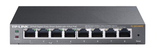 TP-Link TL-SG108PE | 8-Poorts Gigabit Easy Smart Switch | 4x PoE+ | Managed - Matmuis
