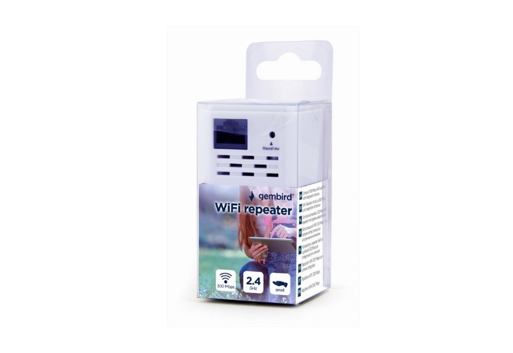 Gembird WNP-RP300-03 | WiFi Repeater | 300 Mbit/s | 2.4 GHz | 1x LAN | Wit - Matmuis