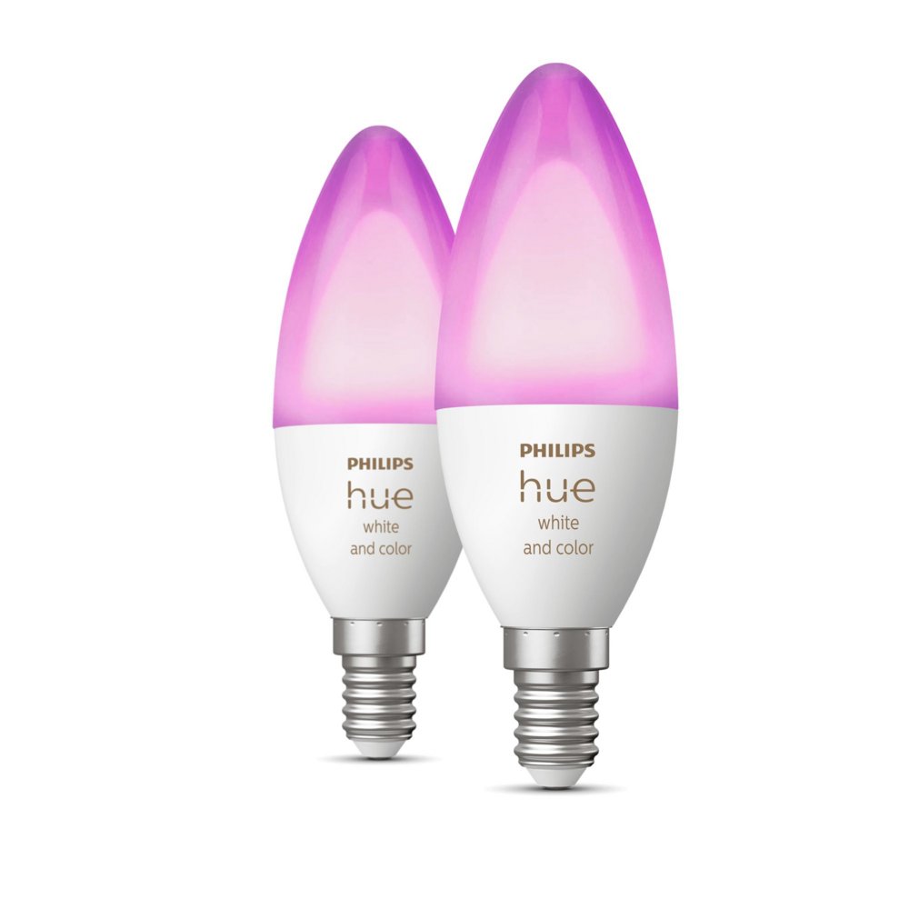 Philips Hue White & Color Ambiance E14 Kaarslamp (2 Stuks) | Losse Lampen | Dimbaar | Compatibel met Philips Hue Bridge - Matmuis - Matmuis