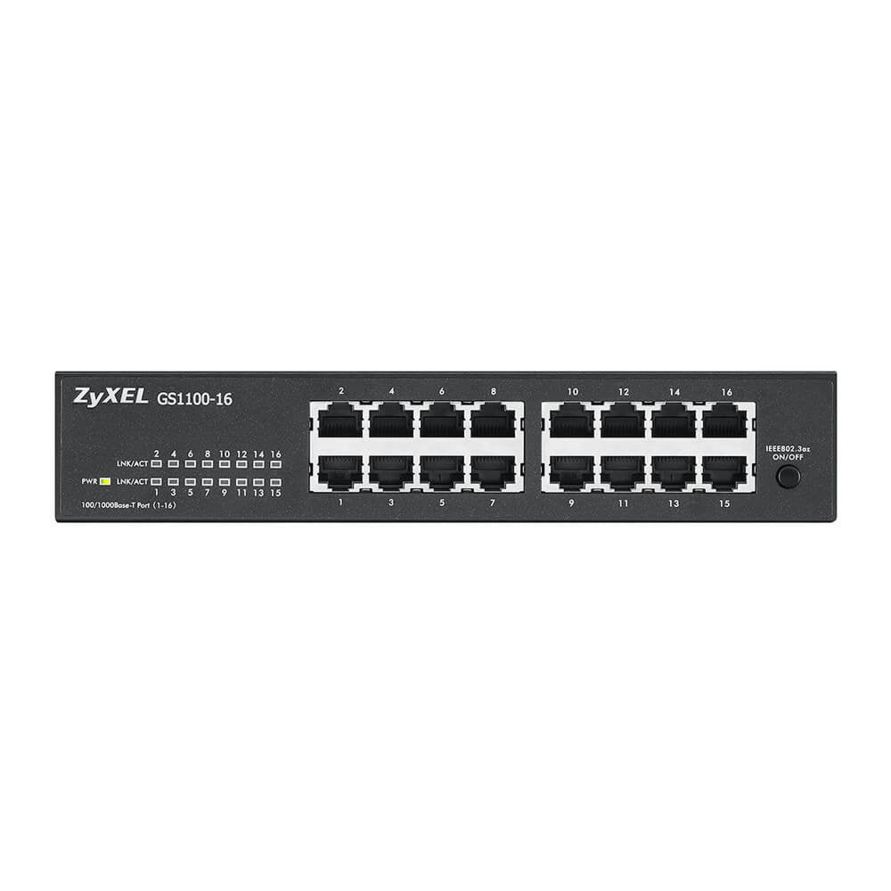 Zyxel GS1100-16 | Unmanaged Switch | 16-poorts Gigabit Ethernet | Zwart - Matmuis