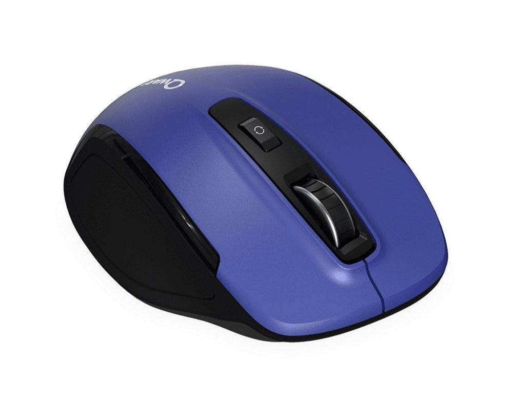Qware Glasgow | Draadloze Muis | Rechtshandig | RF + Bluetooth | 1600 DPI | Blauw/Zwart - Matmuis