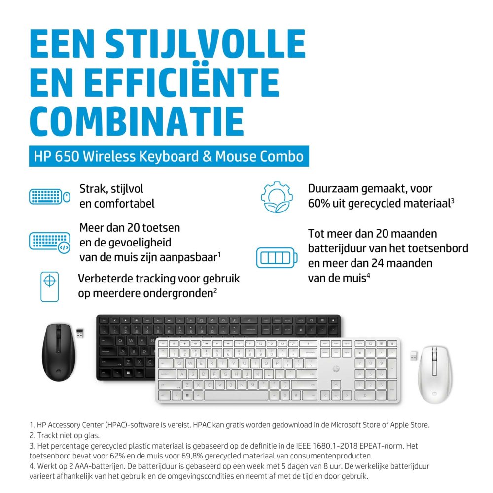 HP 650 | Draadloze Muis en Toetsenbordcombo | QWERTY - Matmuis - Matmuis