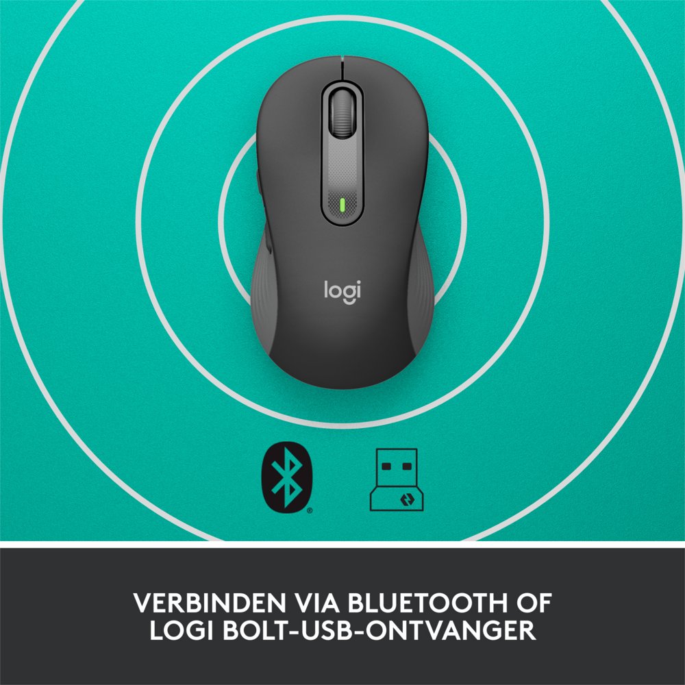 Logitech Signature M650 for Business | Draadloze Muis | Rechtshandig | RF + Bluetooth | 4000 DPI | Grafiet - Matmuis - Matmuis