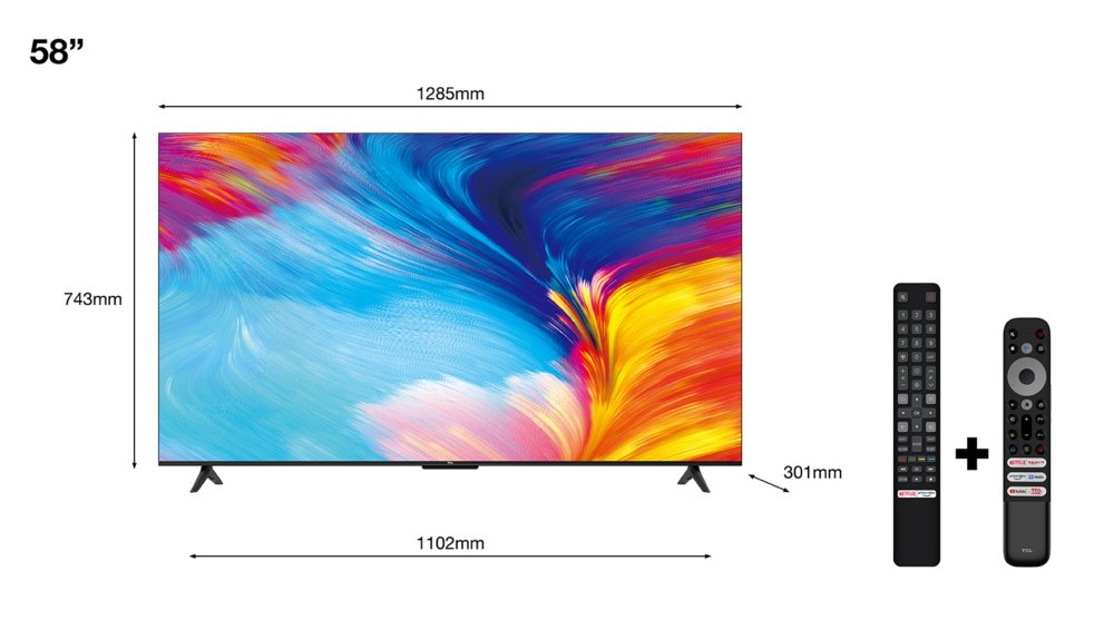 TCL 58P63 | 58'' Ultra HD 4K | LED Smart TV | Wifi | Google TV | HDR10 | 60Hz - Matmuis - Matmuis