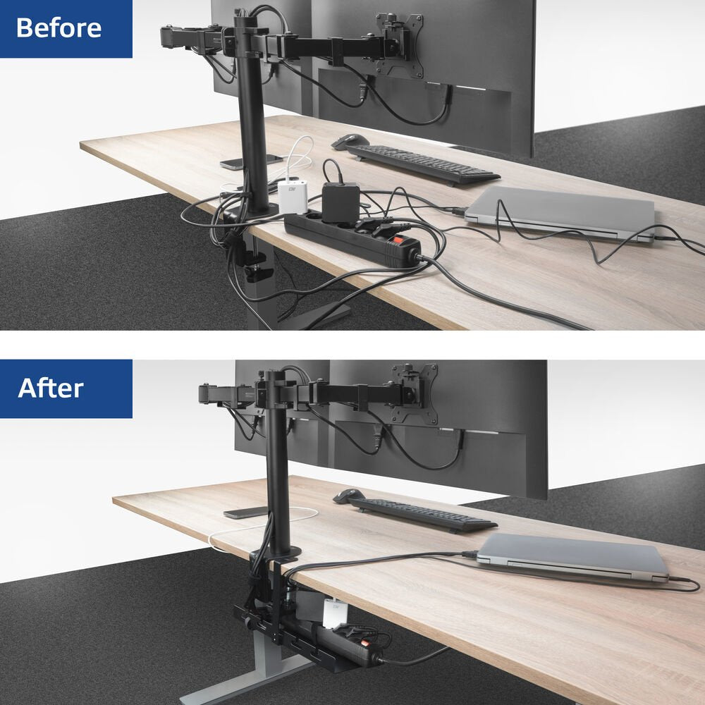 ACT Kabelgoot voor onder bureau | Klemsysteem | 40 cm | Zonder boren | Staal | Zwart - Matmuis - Matmuis