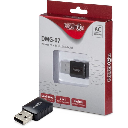 Inter-Tech DMG-07 | Wi-Fi 5 & Bluetooth 4.2 USB Adapter | 650 Mbps | Dual-band (2,4 GHz / 5 GHz) | Zwart - Matmuis - Matmuis