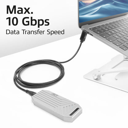 ACT AC7472 | USB 3.2 Gen 2 Kabel | USB-C (recht) naar USB-C (haaks boven/beneden) | 60W | 10Gbps | 2m | Zwart - Matmuis - Matmuis
