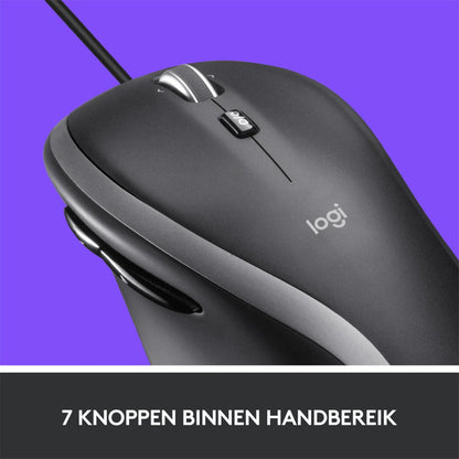 Logitech M500s Advanced | Bekabelde Muis | Rechtshandig | USB-A | 4000 DPI | Zwart/Zilver - Matmuis - Matmuis