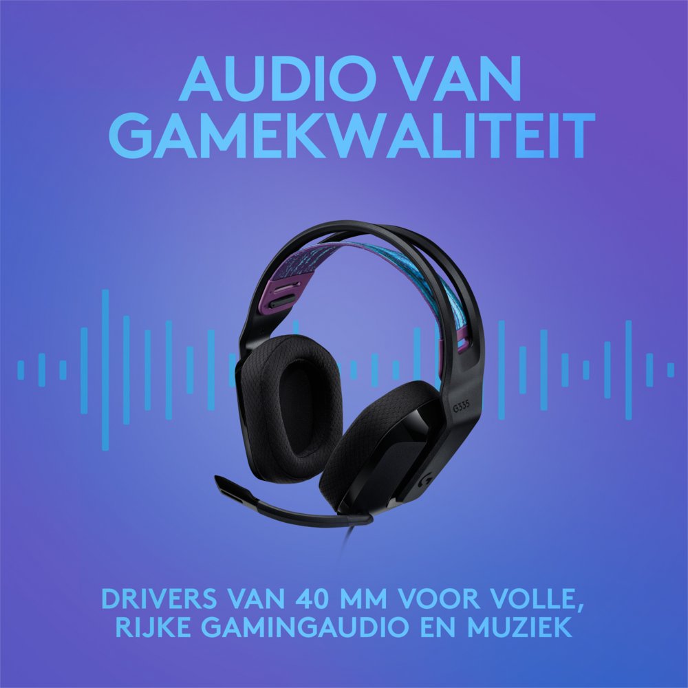 Logitech G335 | On-Ear Gaming Headset 3,5mm Connector | Zwart - Matmuis - Matmuis