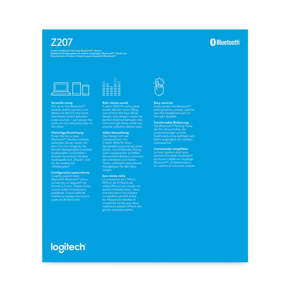 Logitech Z207 | 2.0 Bluetooth Luidsprekerset | 5W RMS | Draadloze Overgang | Zwart - Matmuis - Matmuis