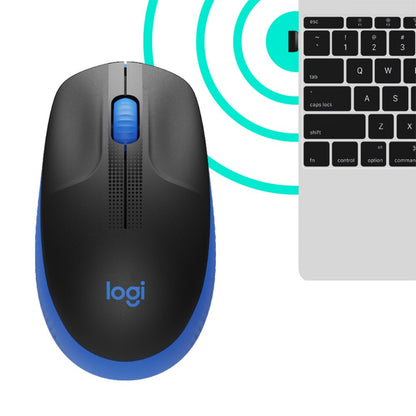 Logitech M190 | Draadloze Muis | Links- en Rechtshandig | RF | 1000 DPI | Zwart/Blauw - Matmuis - Matmuis