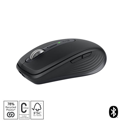 Logitech MX Anywhere 3S | Draadloze Muis | Rechtshandig | RF + Bluetooth | 8000 DPI | Grafiet - Matmuis - Matmuis