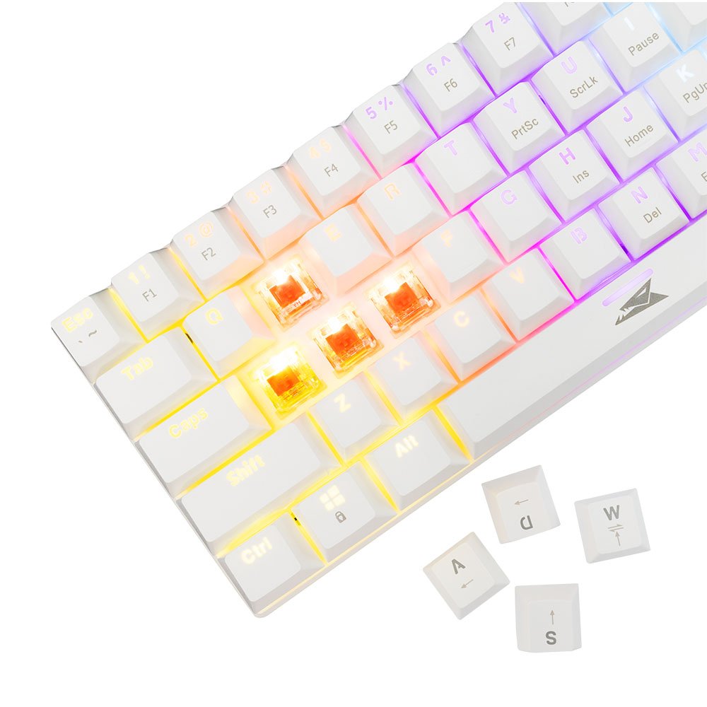 Baracuda DOLPHIN RGB 60% | Bedraad Gaming Toetsenbord | Red Switches | Anti-Ghosting | QWERTY | Wit - Matmuis - Matmuis