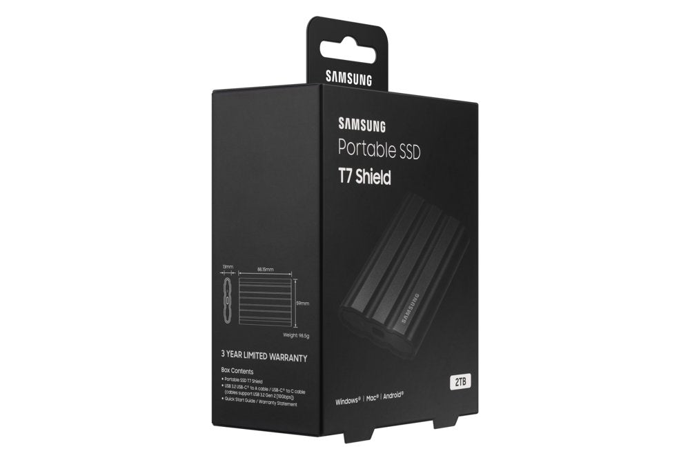 Samsung T7 Shield | Externe SSD | 2TB | USB 3.2 Gen2 | 1.050MB/s Lezen | 1.000MB/s Schrijven | Zwart - Matmuis - Matmuis